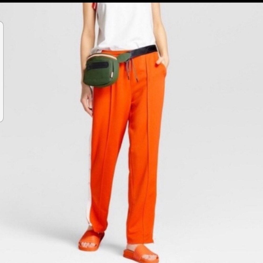 Womens Orange Casual Track Pants